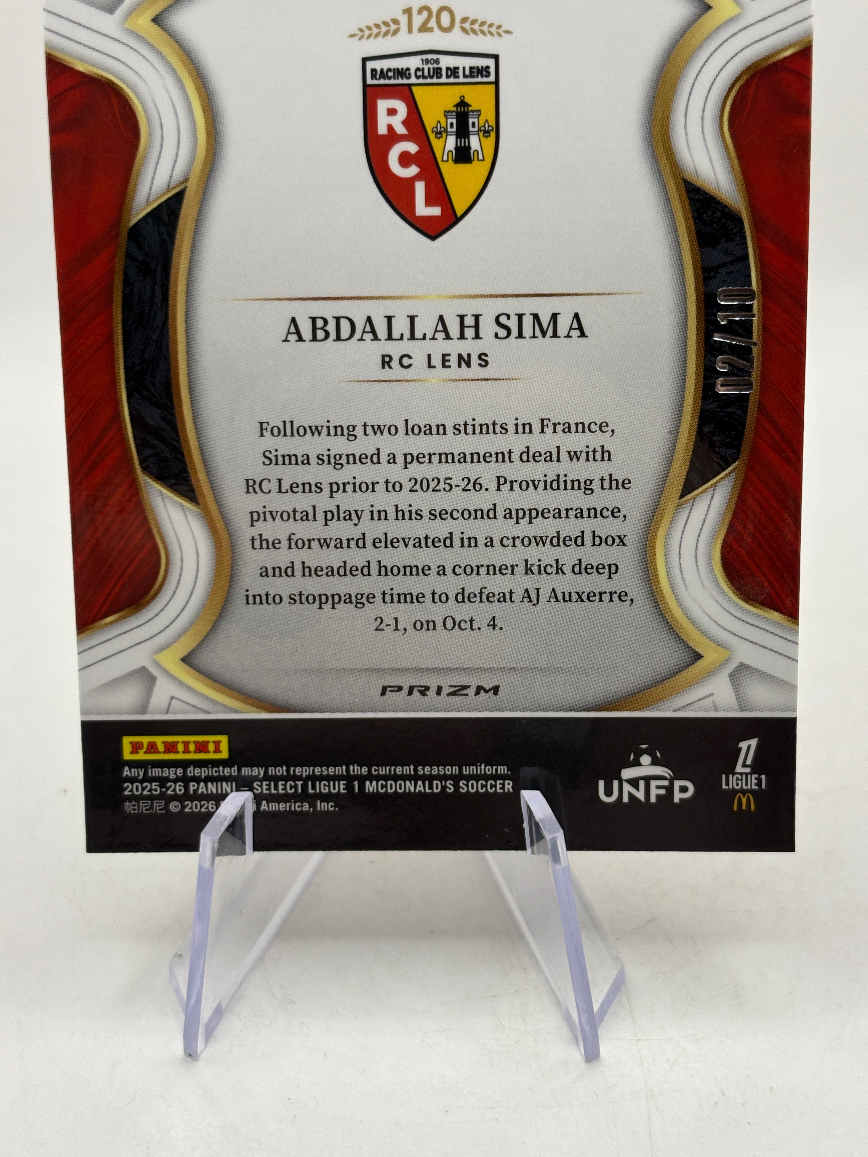 2025-26 Panini Select Ligue 1 Mcdonalds - Abdallah Sima 02/10 Gold Dragon Scale